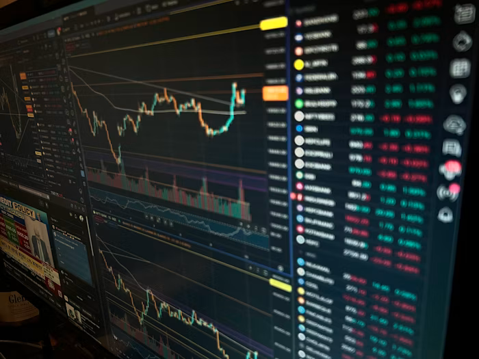 Computer screen showing financial data and charts
