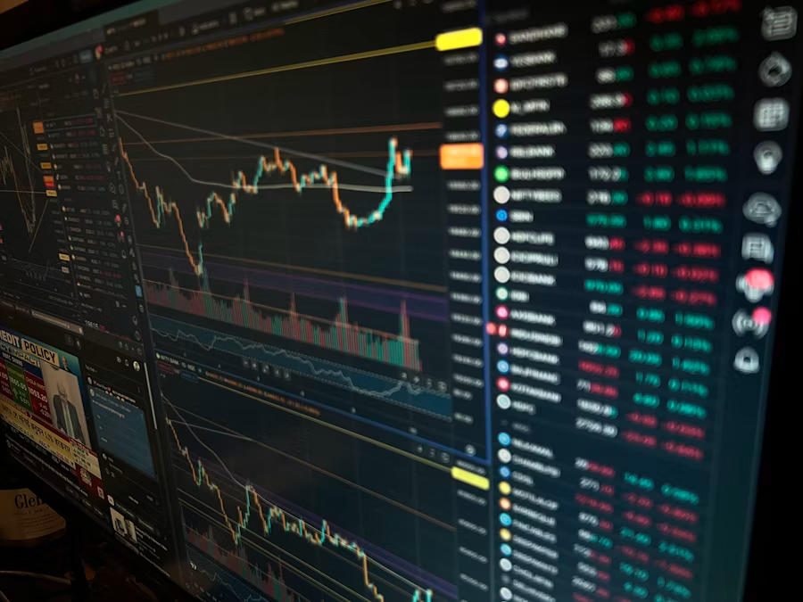 Computer screen showing financial data and charts